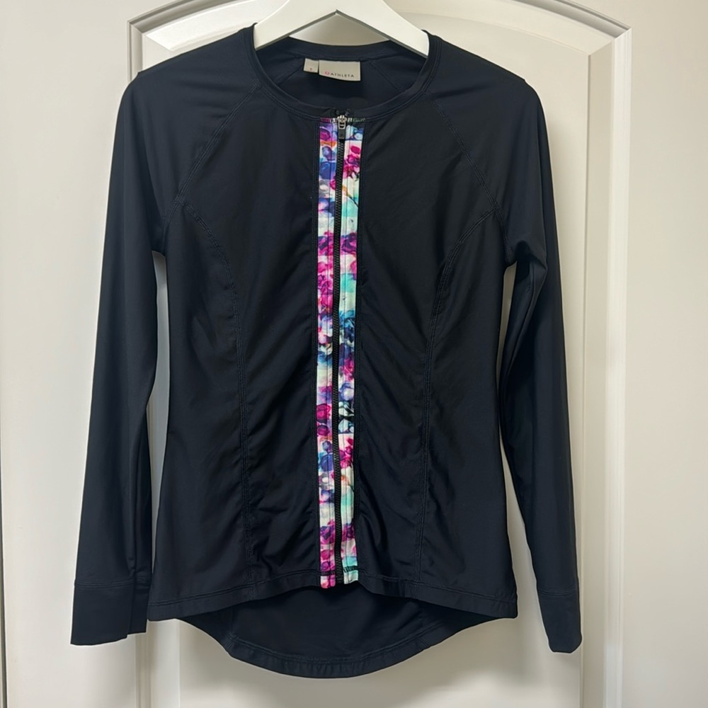 Athleta black zip up swim jacket size small